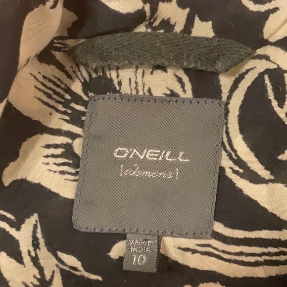 O’Neill blue/white SZ 10 woman’s waterfall open floral lined jacket pockets - Picture 8 of 12